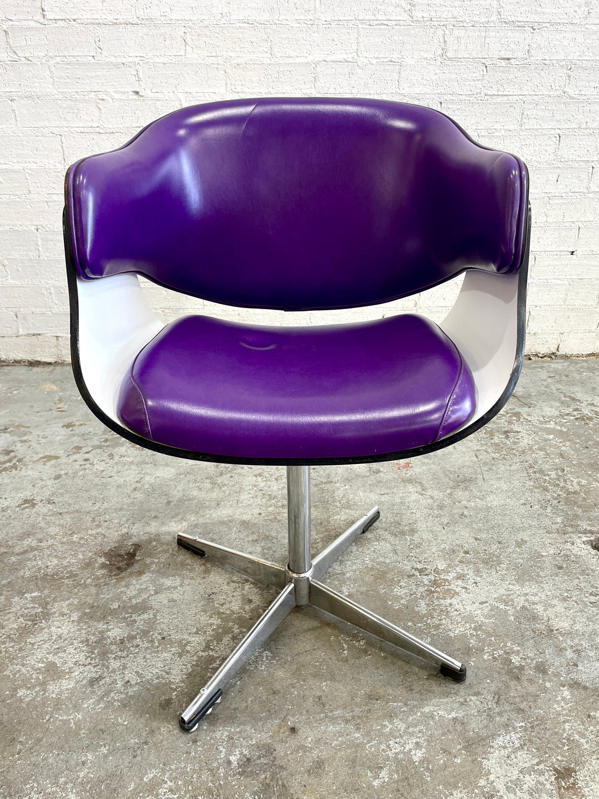 Set Of Four Purple Club Swivel Chairs