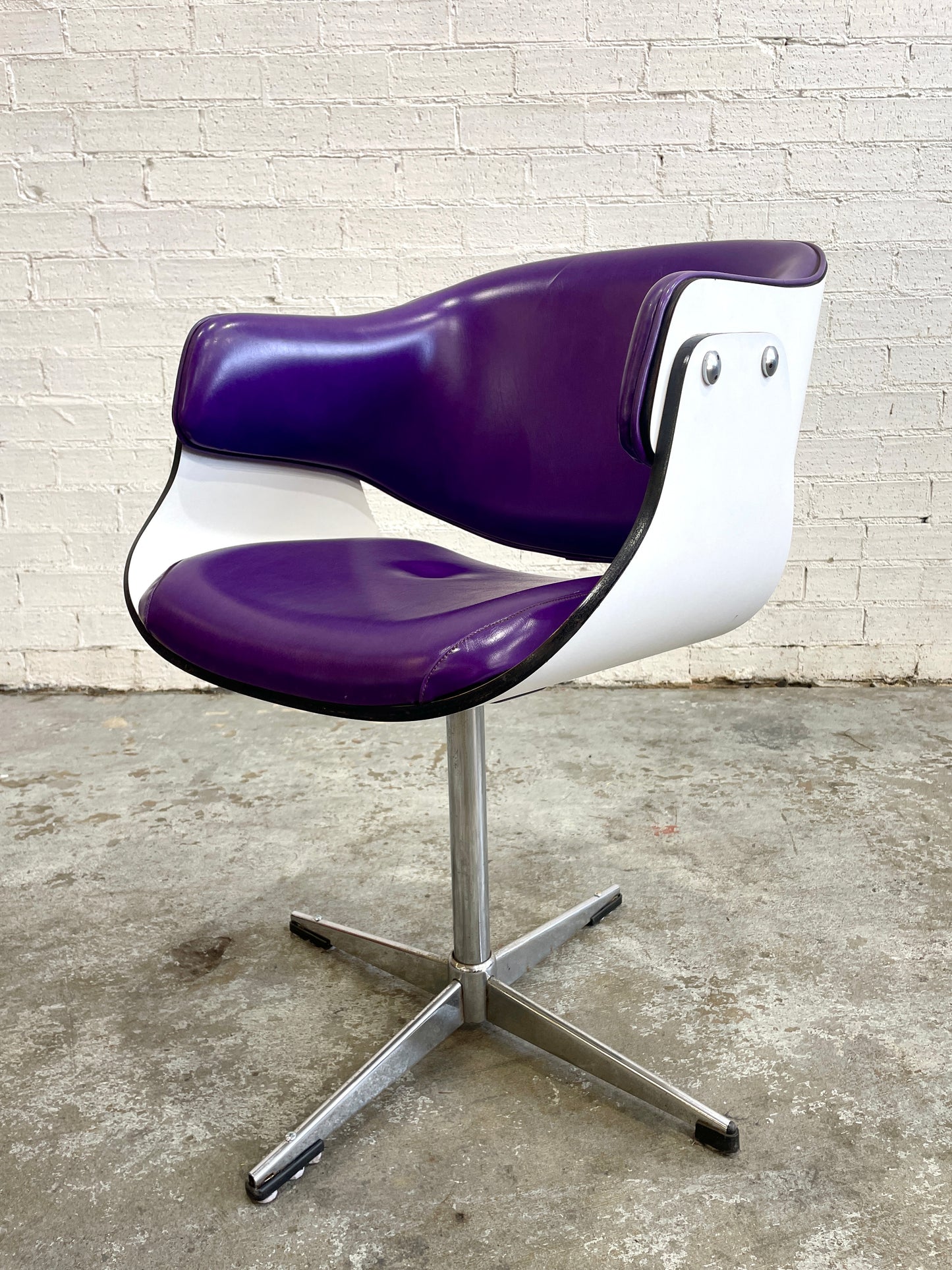 Set Of Four Purple Club Swivel Chairs